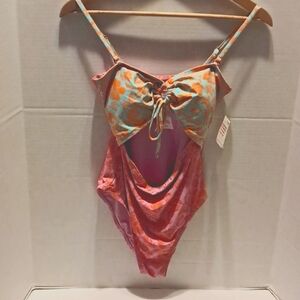 Roxy Women Hot Topics Peak A Boo One Piece Swimsuit Floral Cut Out High Cut